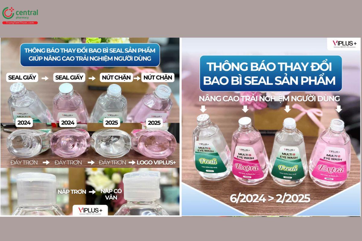 Thay đổi bao bì Seal Nước Rửa Mắt Viplus + Multi B Eye Wash