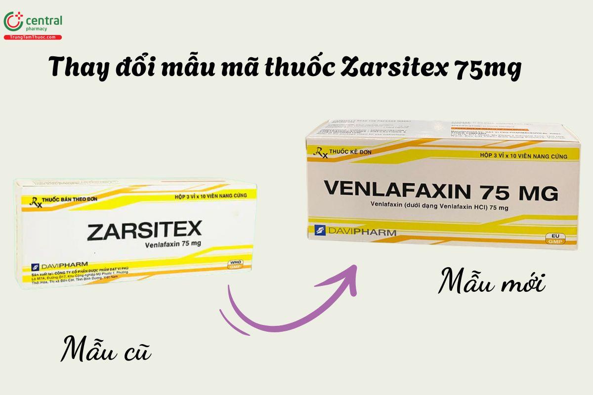 Thay đổi mẫu thuốc Zarsitex 75mg