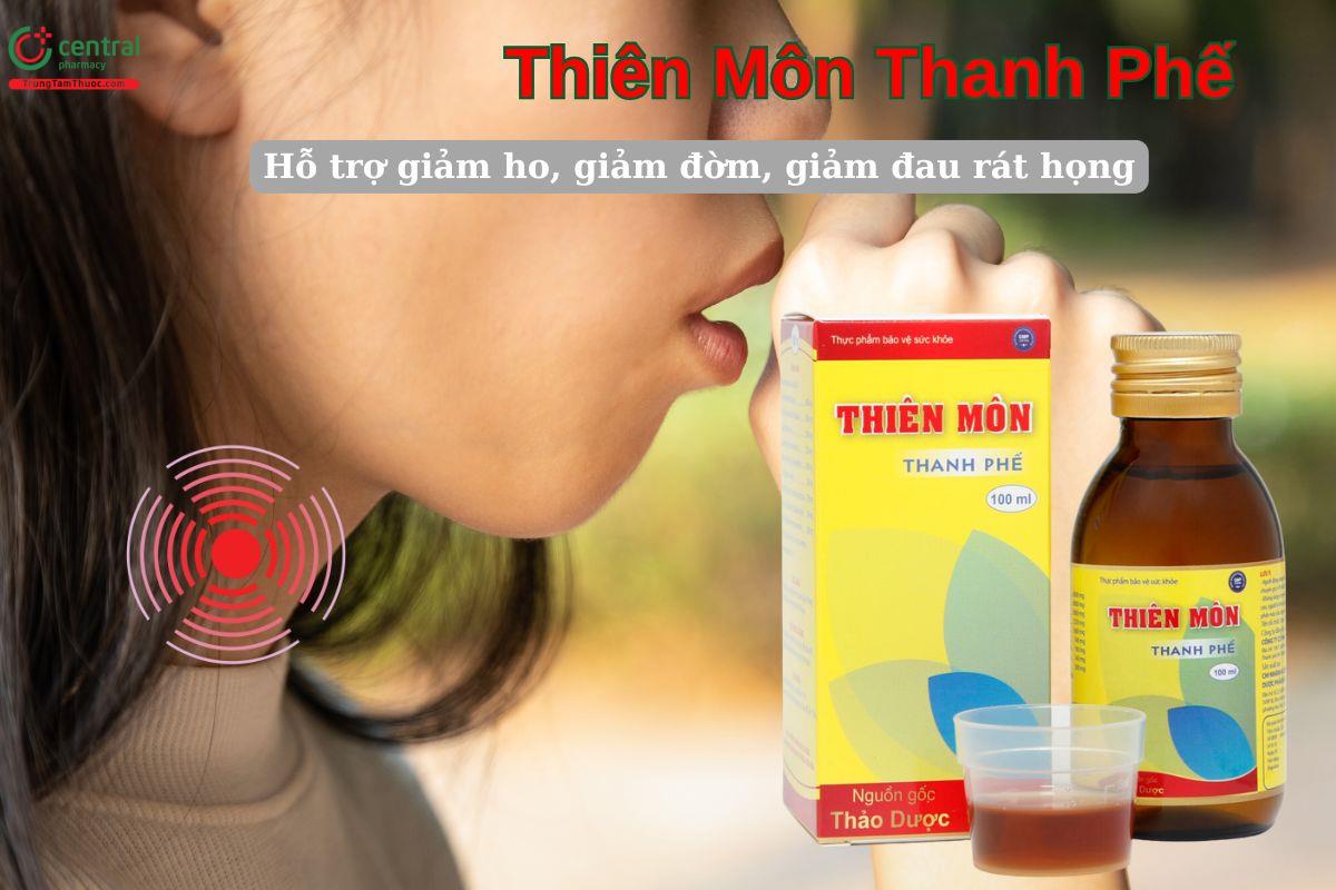 Siro Thiên Môn Thanh Phế giúp giảm ho, giảm đau rát họng do viêm họng, viêm phế quản