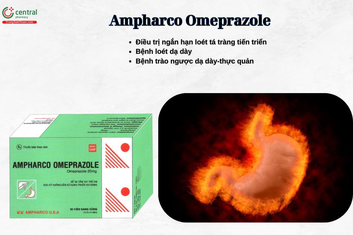 Thuốc Ampharco Omeprazole điều trị bệnh loét dạ dày, trào ngược dạ dày thực quản