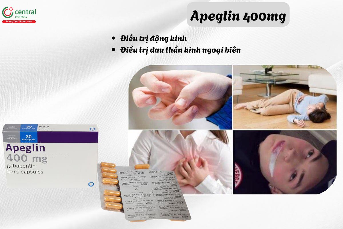 Thuốc Apeglin 400mg điều trị bệnh động kinh, đau thần kinh ngoại biên
