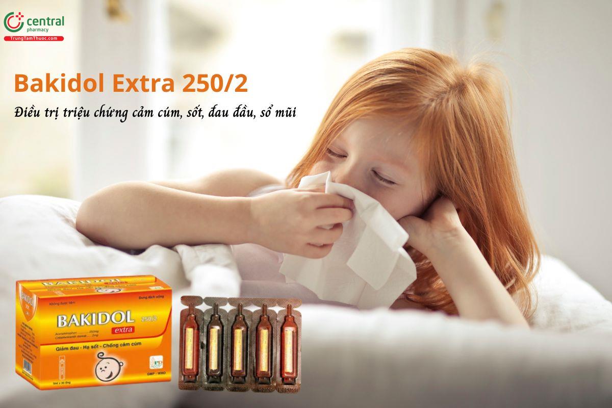 Thuốc Bakidol Extra 250/2 - Điều trị triệu chứng cảm cúm, sốt, sổ mũi