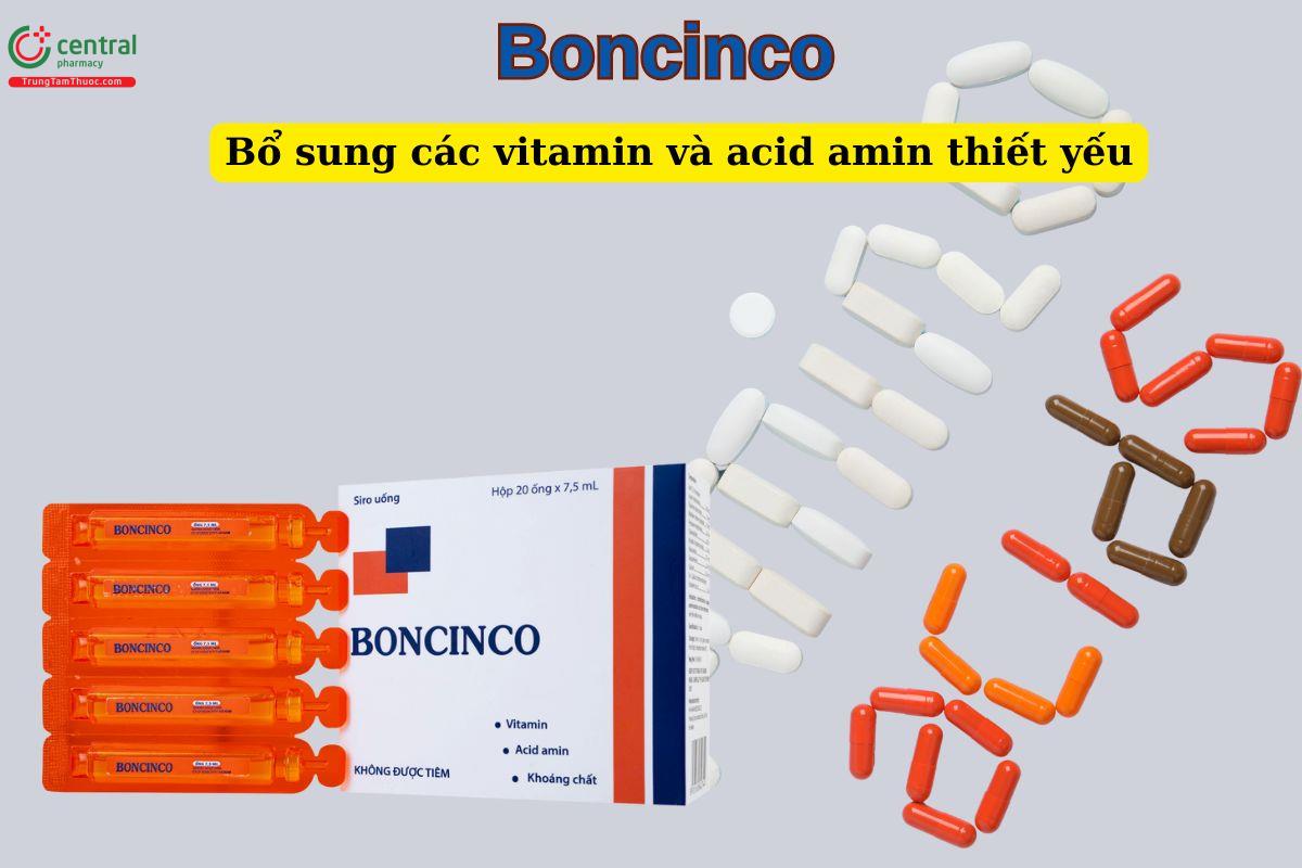 Thuốc Boncinco giúp bổ sung các loại acid amin, vitamin thiết yếu cho trẻ em, thanh thiếu niên và người mới ốm dậy