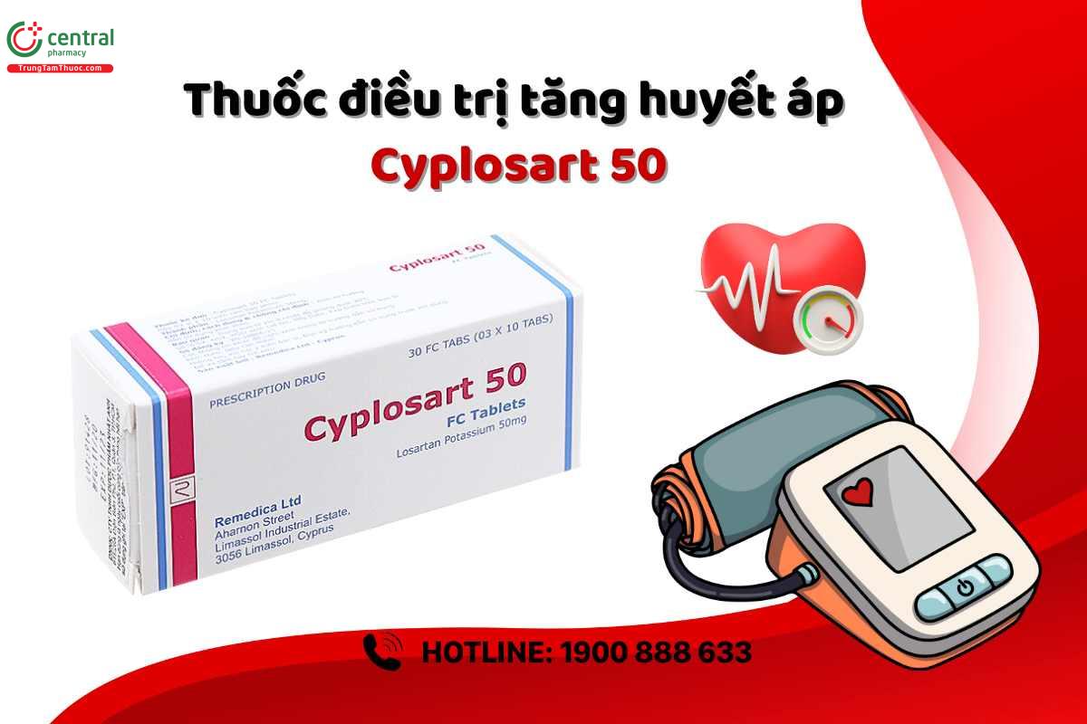 Thuốc Cyplosart 50 điều trị tăng huyết áp (Hộp 3 vỉ x 10 viên)