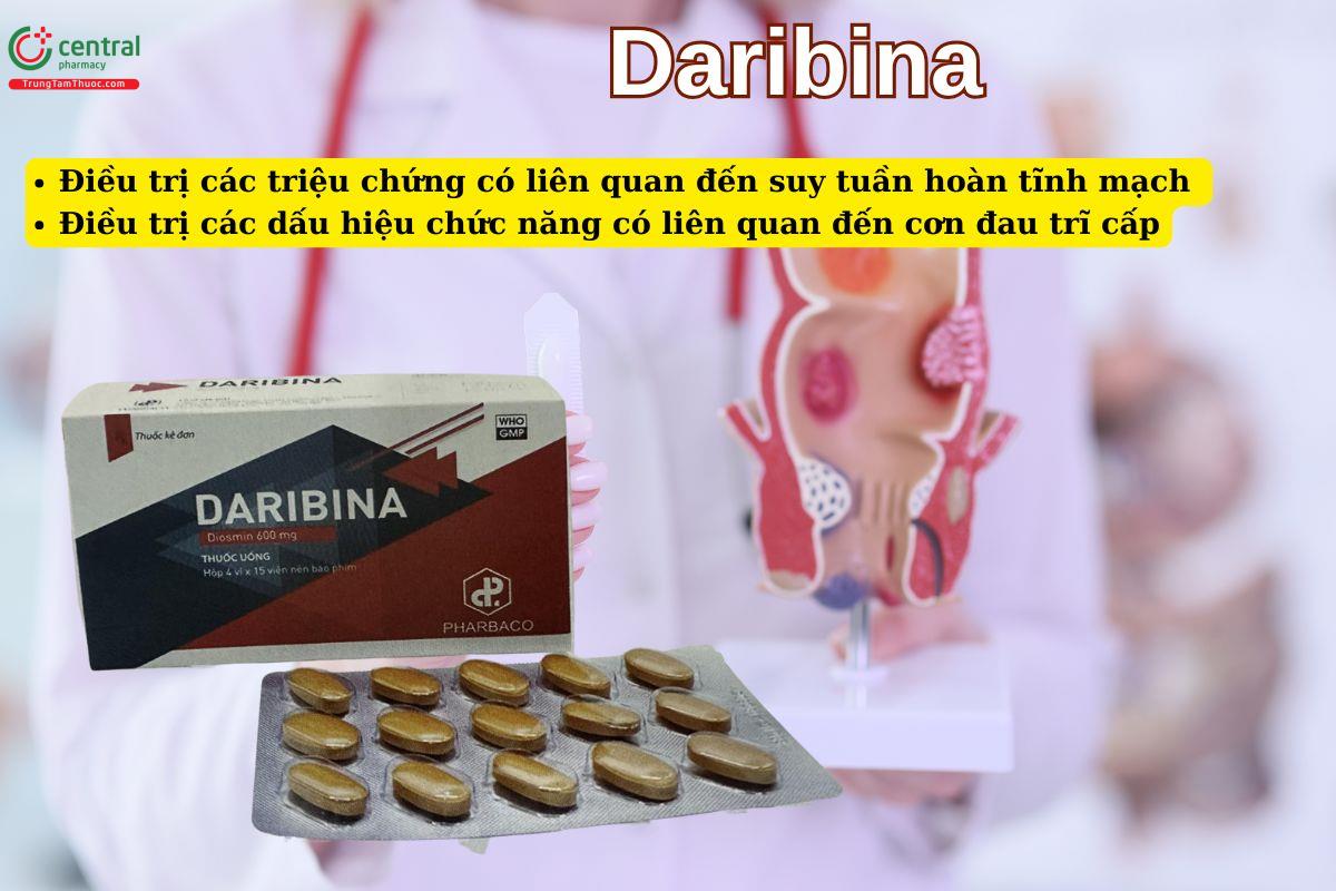 Thuốc Daribina điều trị triệu chứng liên quan tới cơn đau trĩ cấp