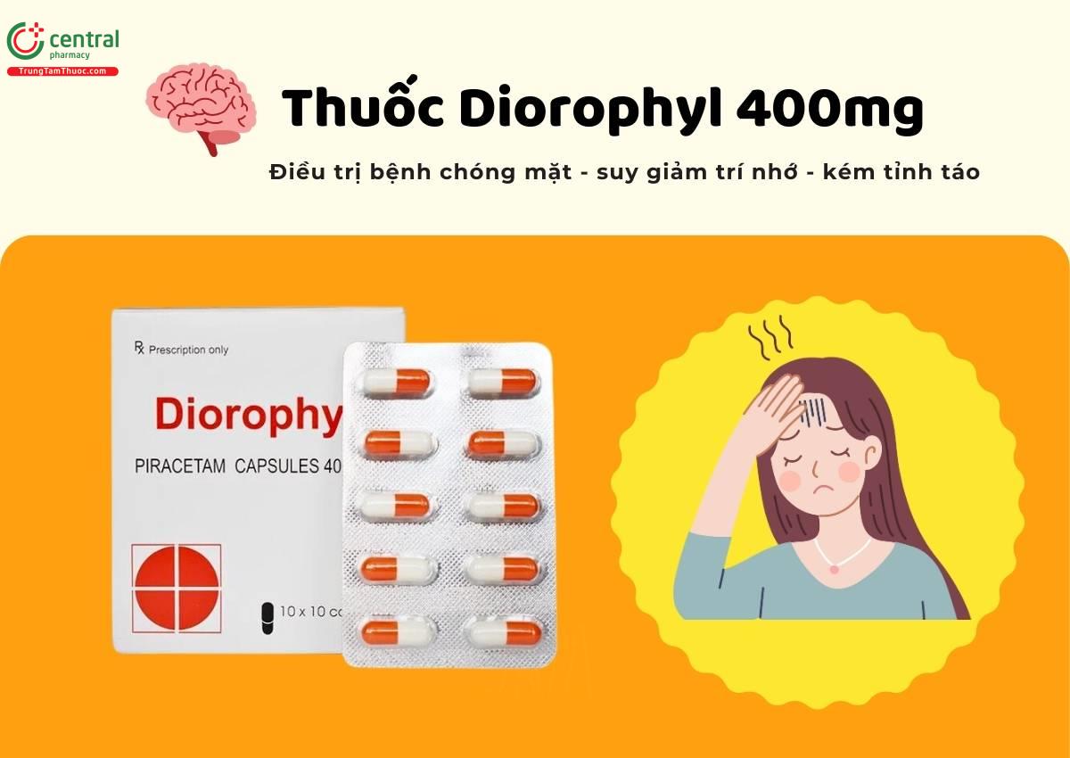 Thuốc Diorophyl 400mg điều trị triệu chứng chóng mặt, suy giảm trí nhớ