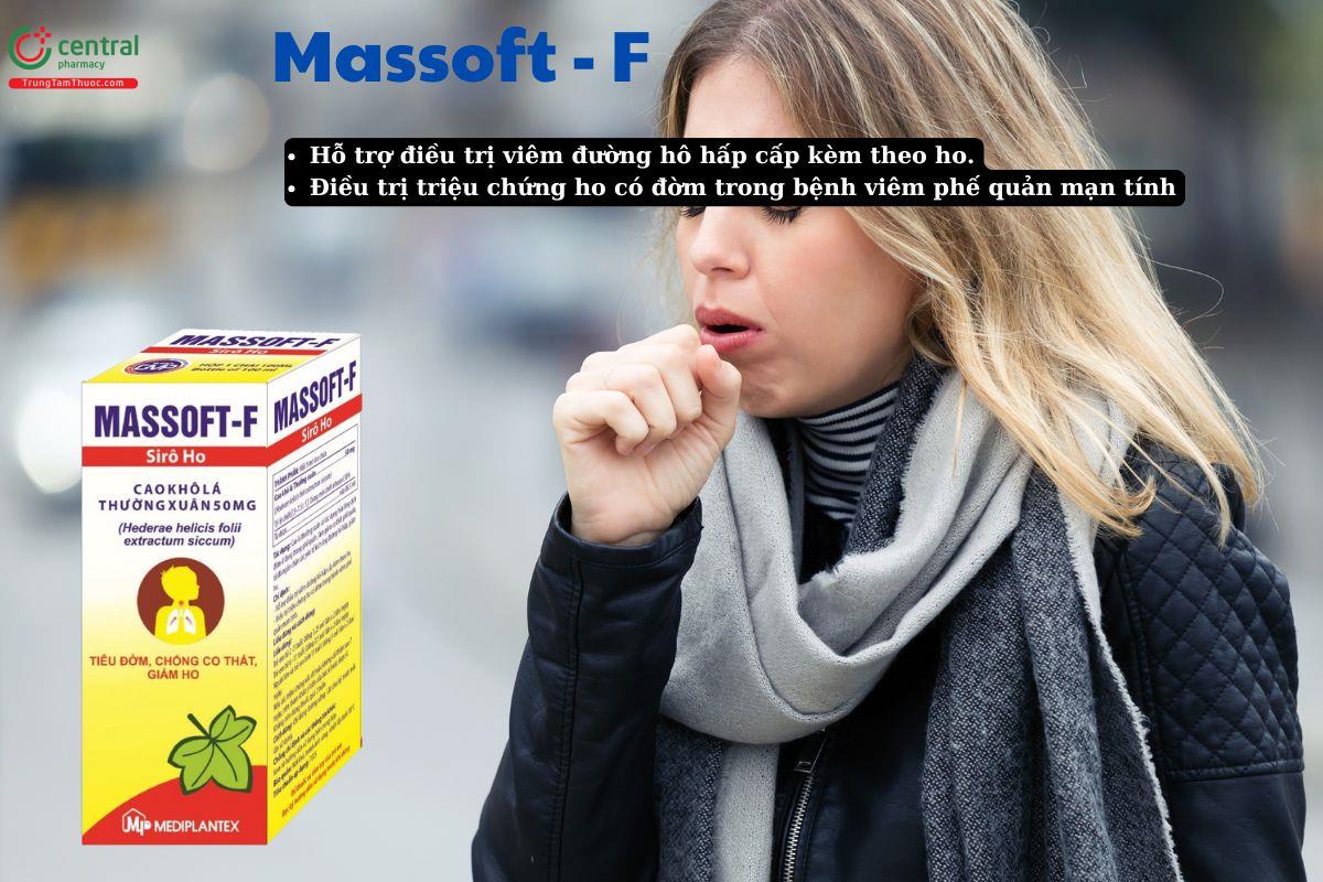 Sirô Massoft-F có tác dụng giúp giảm ho có đờm, hỗ trợ điều trị viêm đường hô hấp cấp