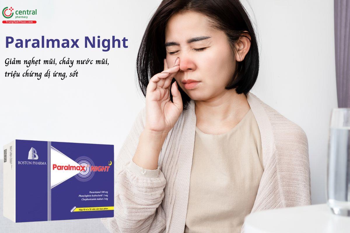 Thuốc Paralmax Night - Giảm nghẹt mũi, chảy nước mũi, sốt, đau đầu