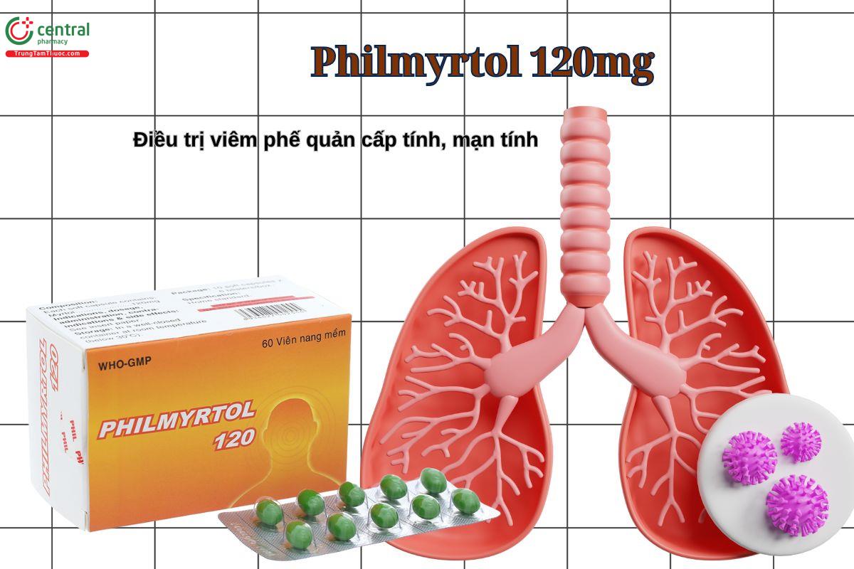 Thuốc Philmyrtol 120mg điều trị viêm phế quản cấp, mạn tính