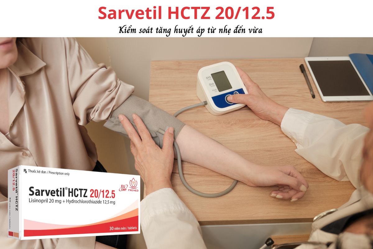 Thuốc Sarvetil HCTZ 20/12.5 - Kiểm soát tăng huyết áp từ nhẹ đến trung bình