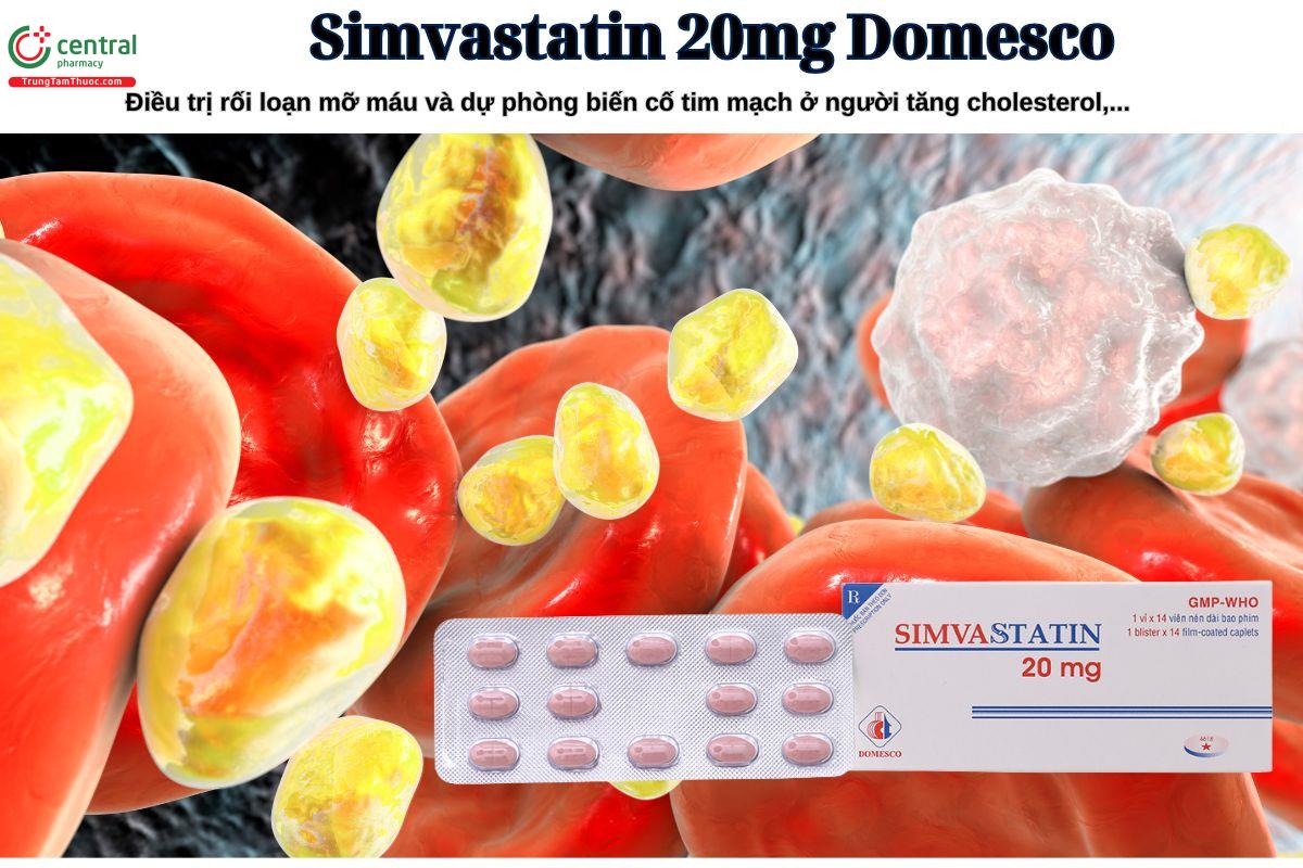 Thuốc Simvastatin 20mg Domesco điều trị rối loạn mỡ máu