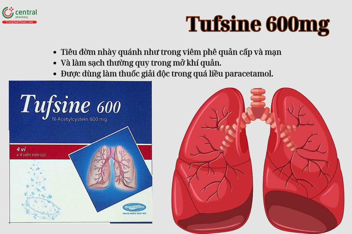 Thuốc Tufsine 600mg giúp tiêu đờm trong viêm phế quản cấp, mạn tính