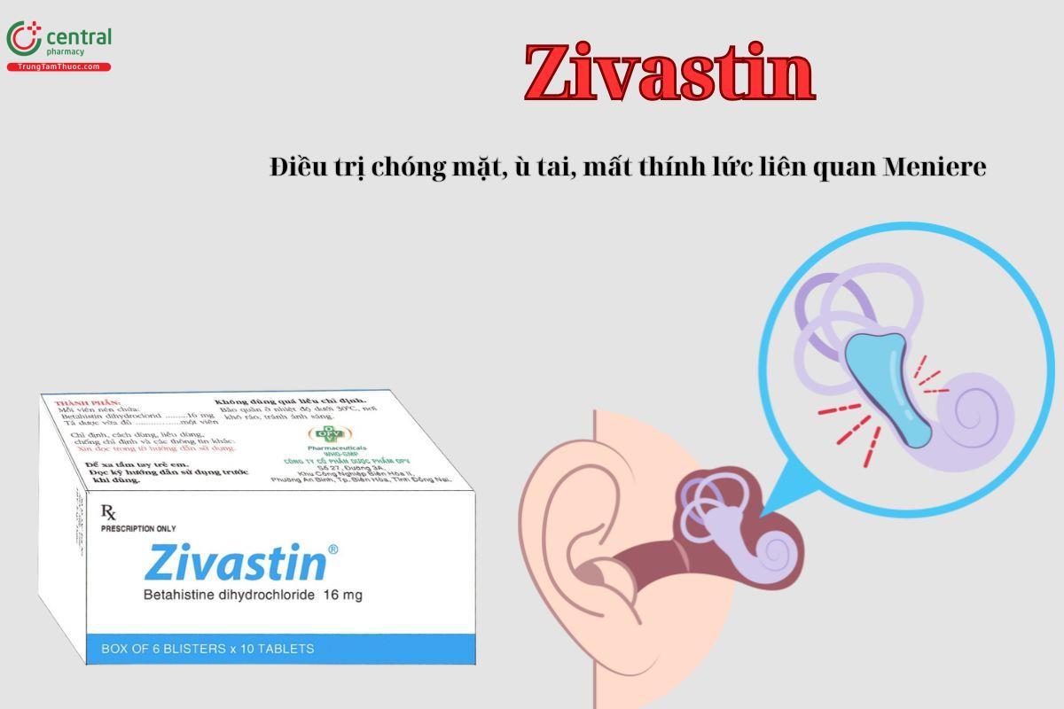 Thuốc Zivastin điều trị chóng mặt, ù tai liên qua tới hội chứng Meniere.