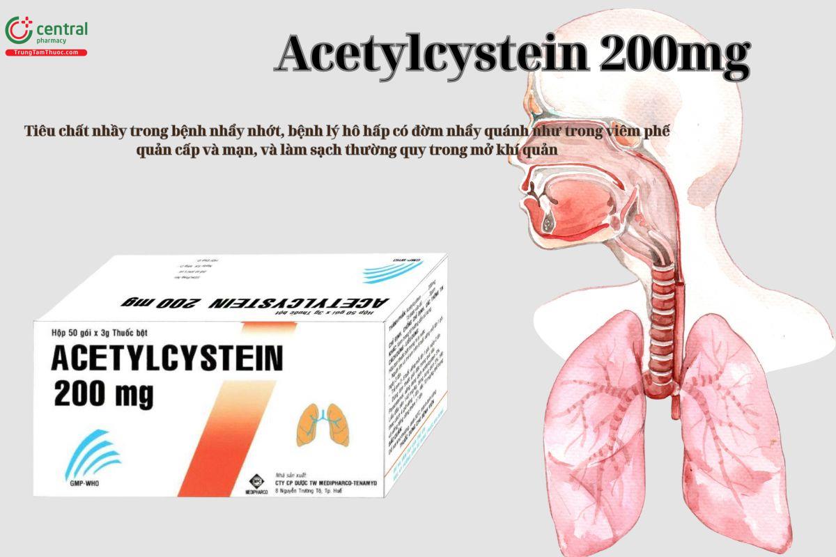 Thuốc Acetylcystein 200mg Medipharco Tenamyd tiêu đờm nhầy trong bệnh đường hô hấp