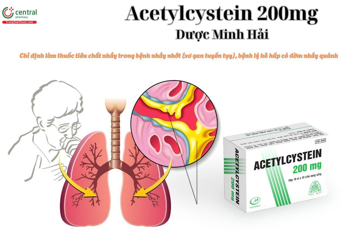 Thuốc Acetylcystein 200mg Mipharmco giúp tiêu đờm nhầy trong viêm phế quản