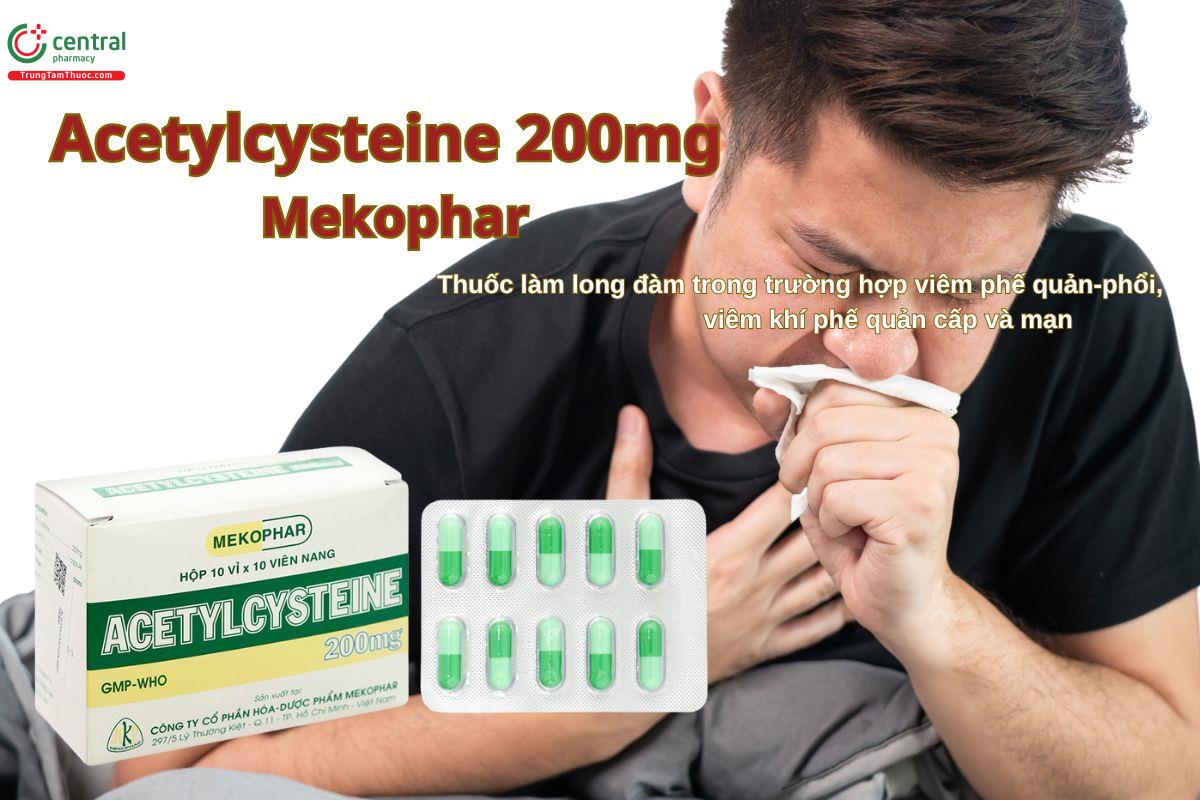 Thuốc Acetylcysteine 200mg Mekophar giúp long đàm do viêm phế quản-phổi