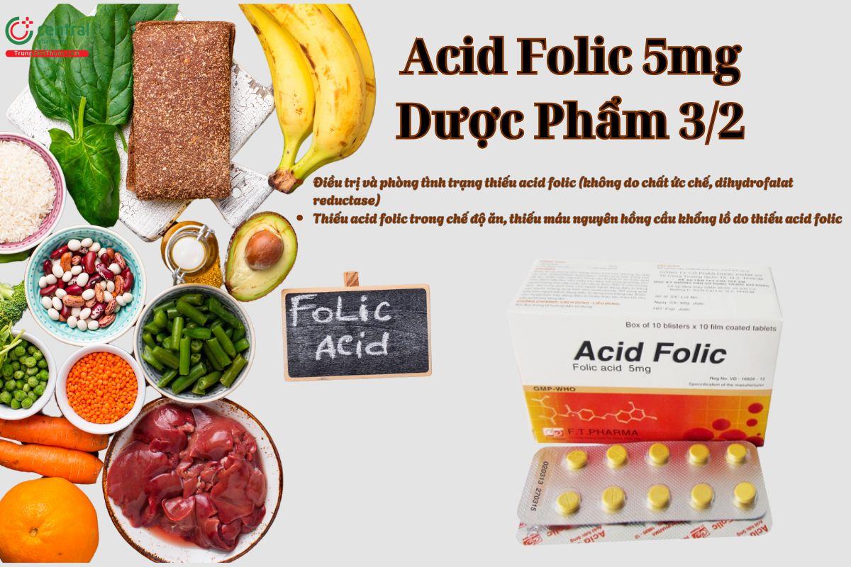 Acid Folic 5mg F.T Pharma điều trị thiếu acid Folic