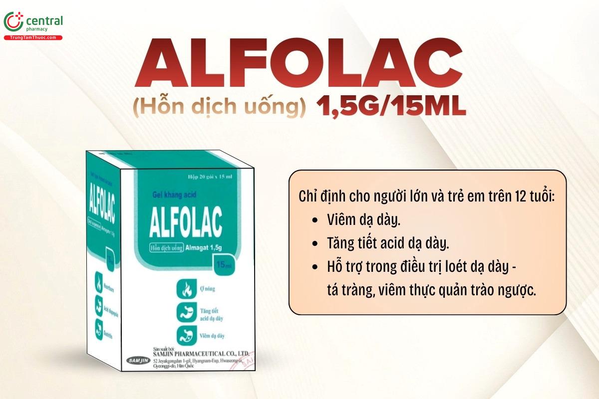 Chỉ định của thuốc Alfolac 1,5g/15ml