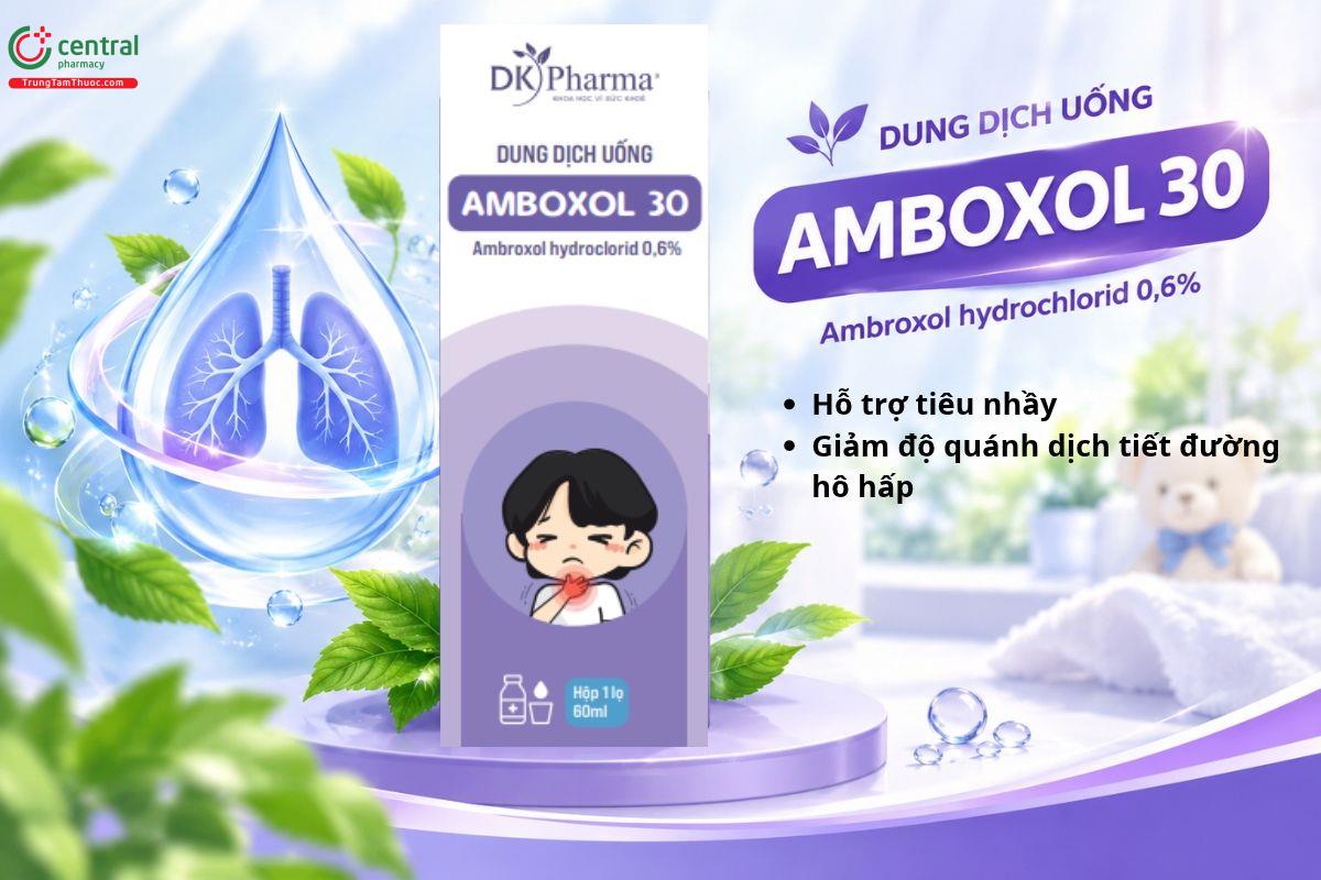 Thuốc Amboxol 30 hỗ trợ tiêu nhầy, giảm độ quánh dịch tiết đường hô hấp