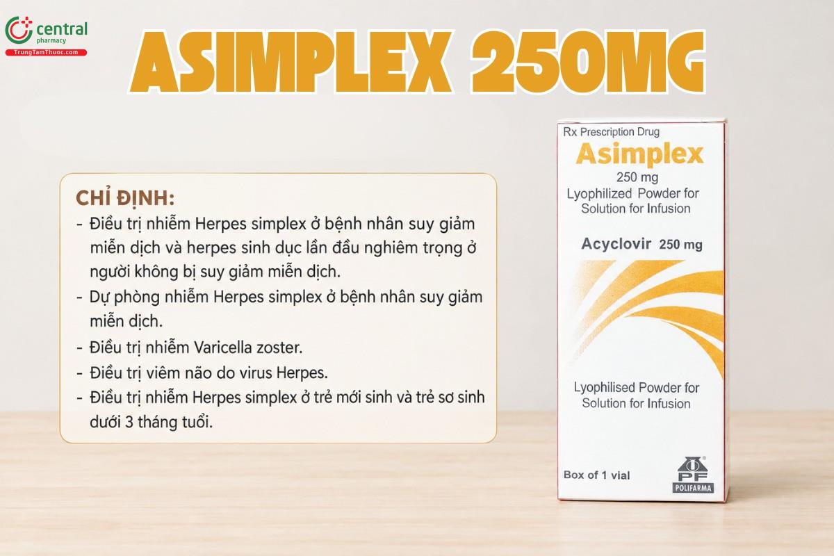 Chỉ định của thuốc Asimplex 250mg