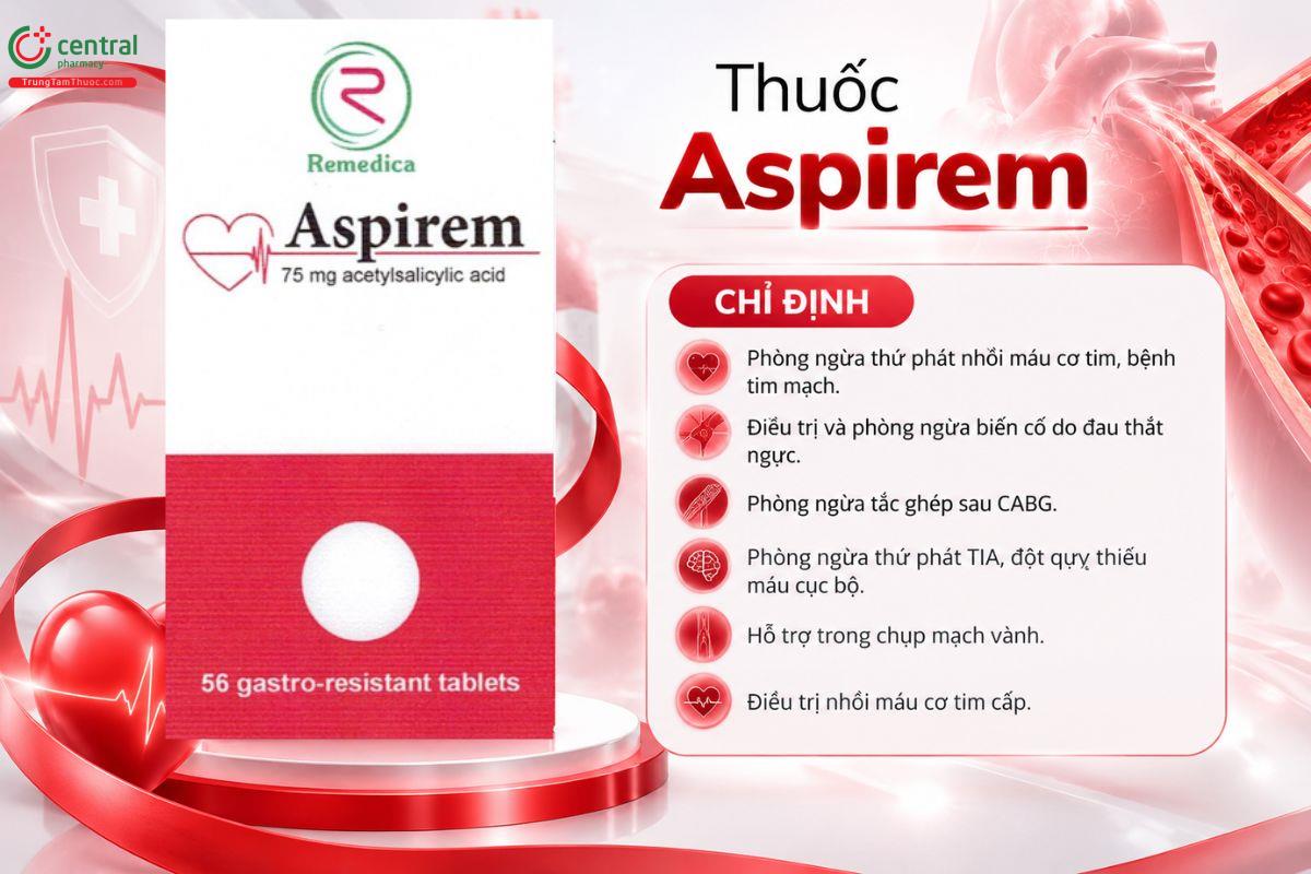 Thuốc Aspirem phòng ngừa nhồi máu cơ tim, đột quỵ và bệnh tim mạch