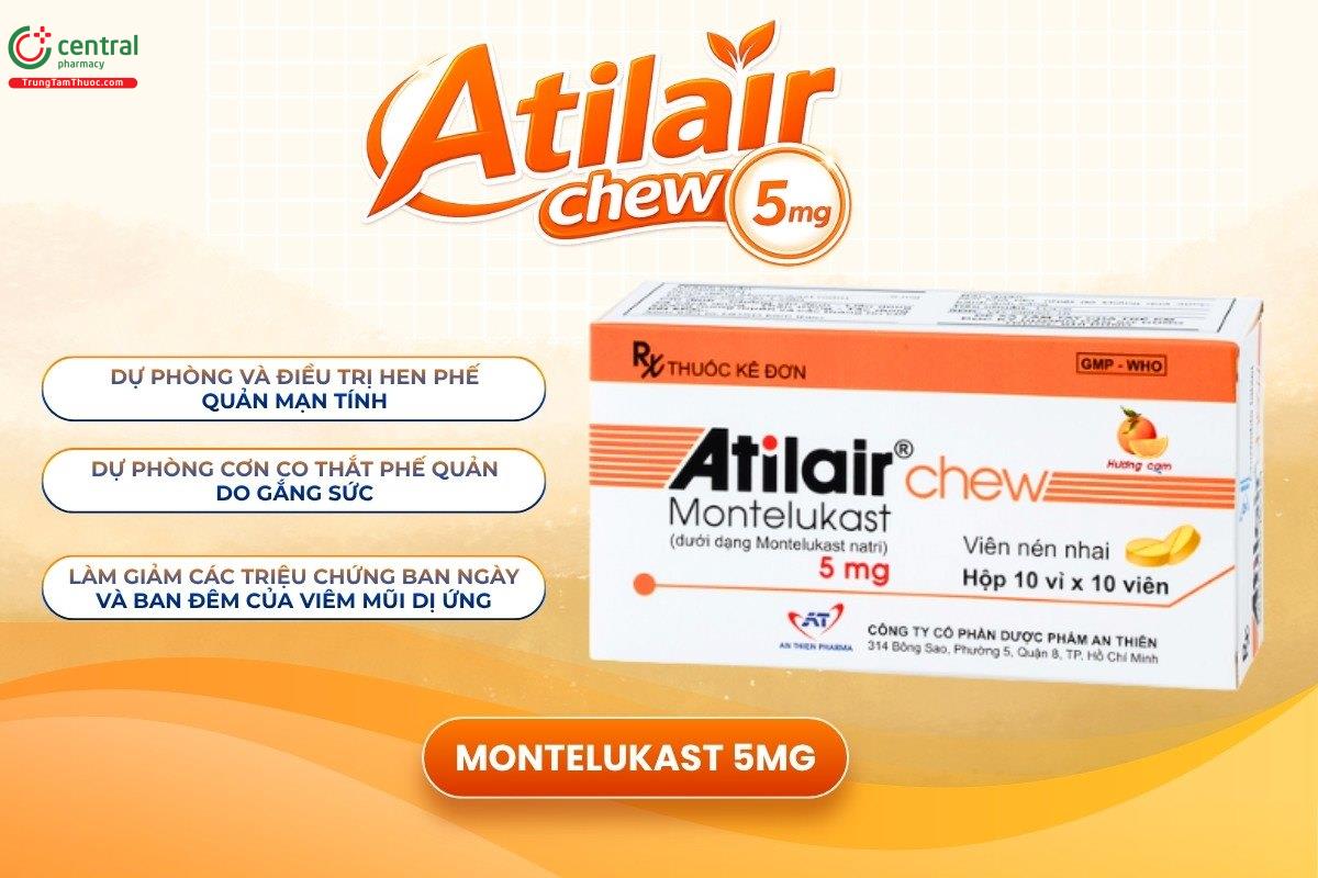 Chỉ định của thuốc Atilair chew 5mg