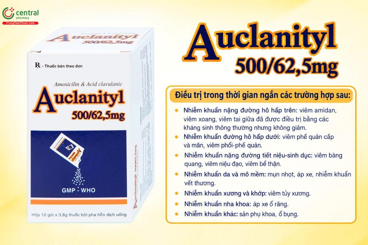 Chỉ định của thuốc Auclanityl 500/62,5mg