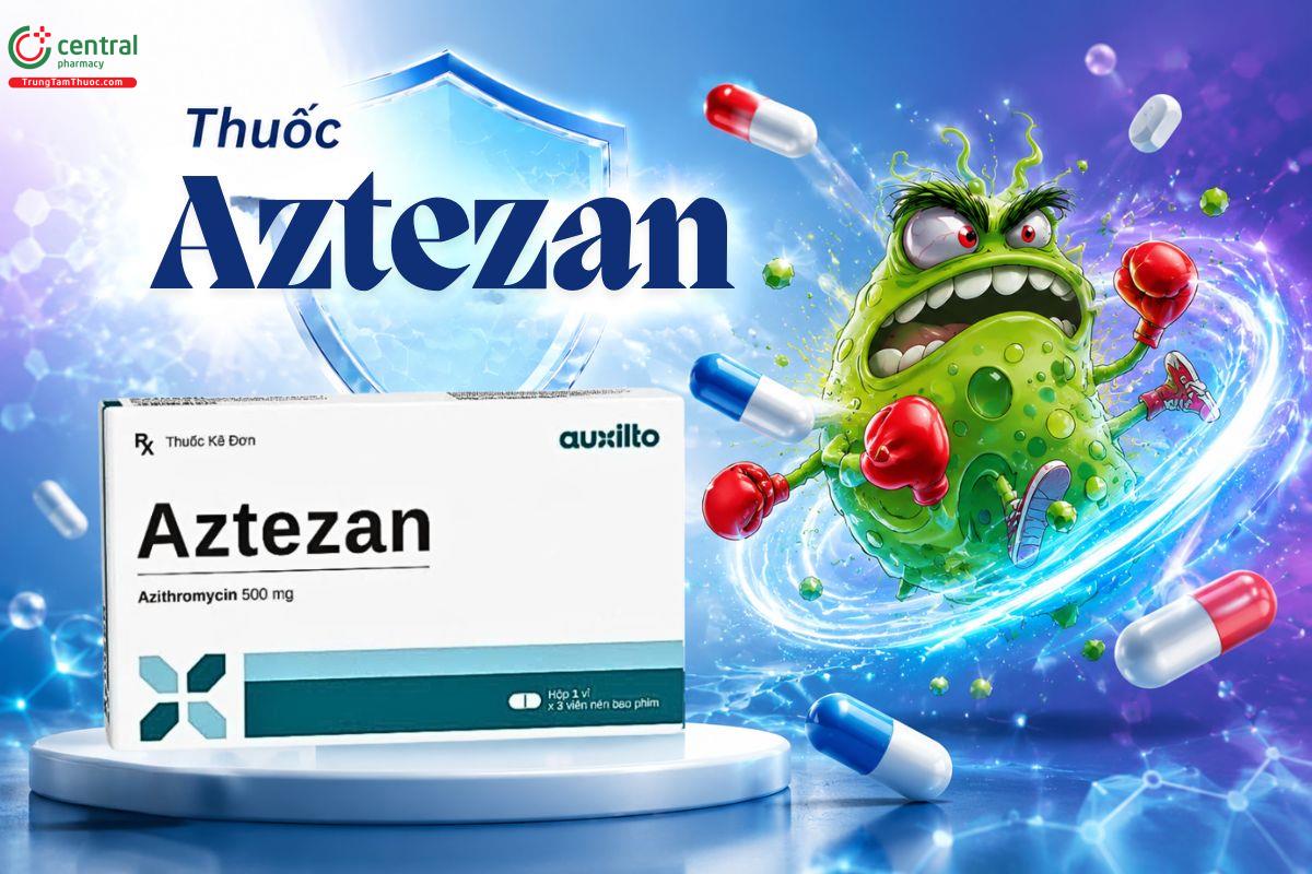 Thuốc Aztezan 500mg chứa Azithromycin là kháng sinh điều trị nhiễm khuẩn 