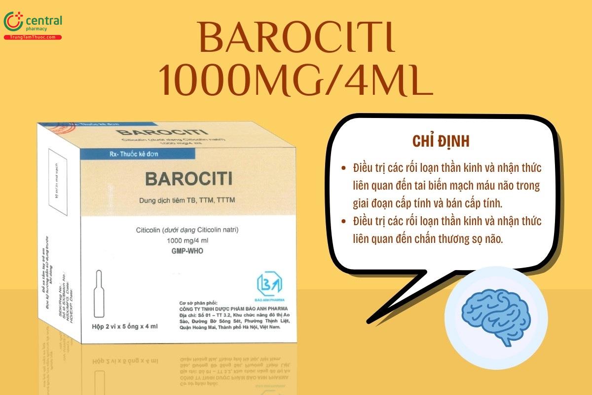 Chỉ định của thuốc Barociti 1000mg/4ml