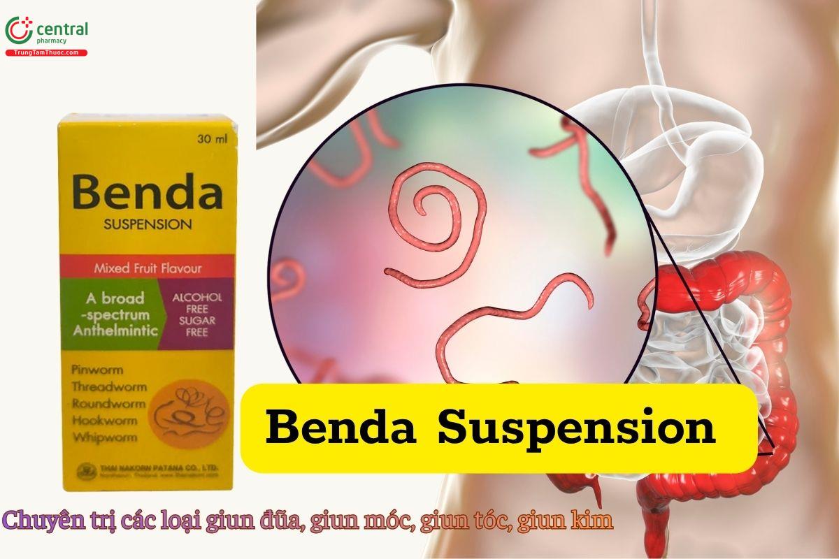 Thuốc Benda Suspension điều trị các loại giun đũa, giun móc, giun tóc, giun kim