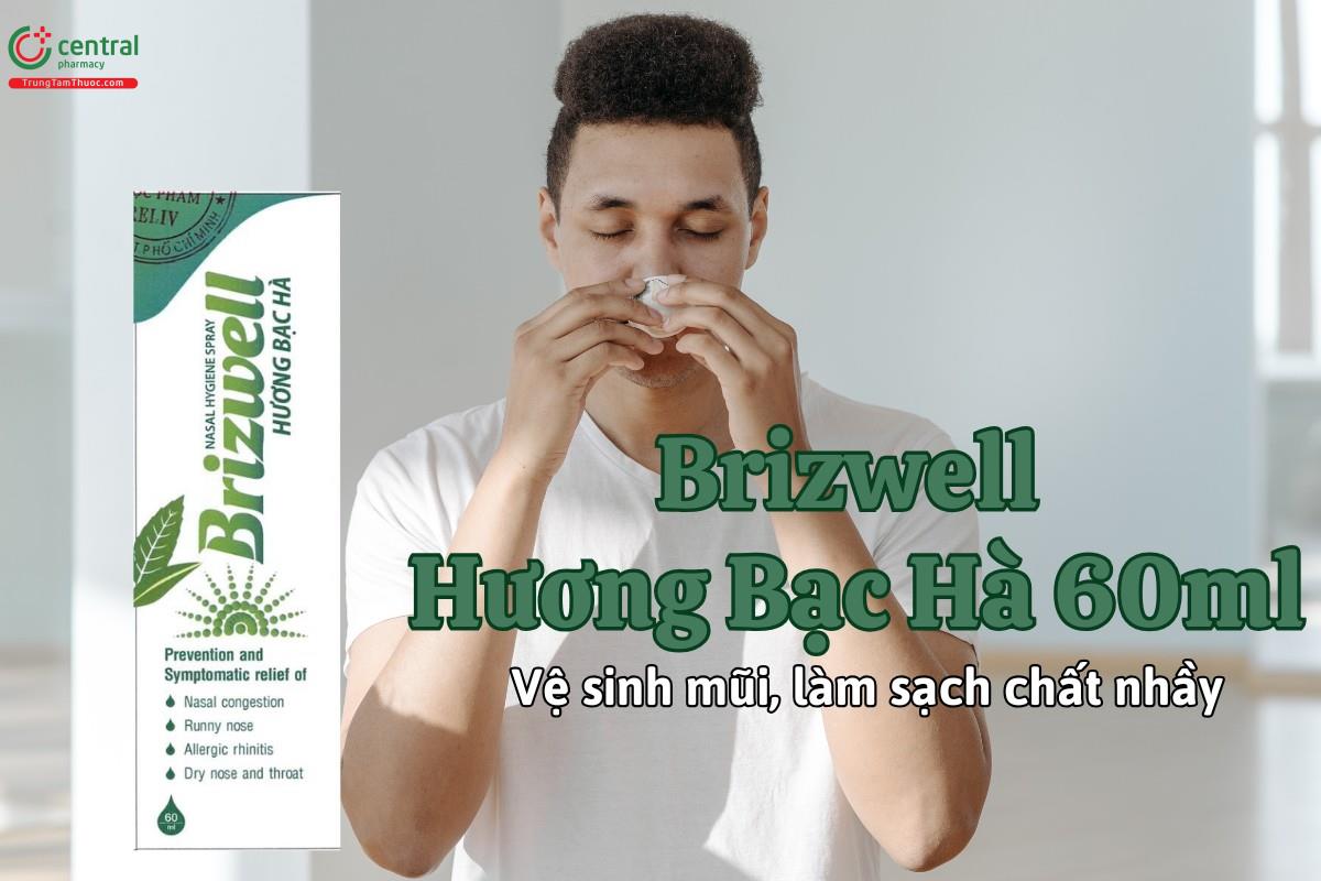 Thuốc Brizwell Hương Bạc Hà 60ml vệ sinh mũi hàng ngày, làm sạch và loãng nhầy