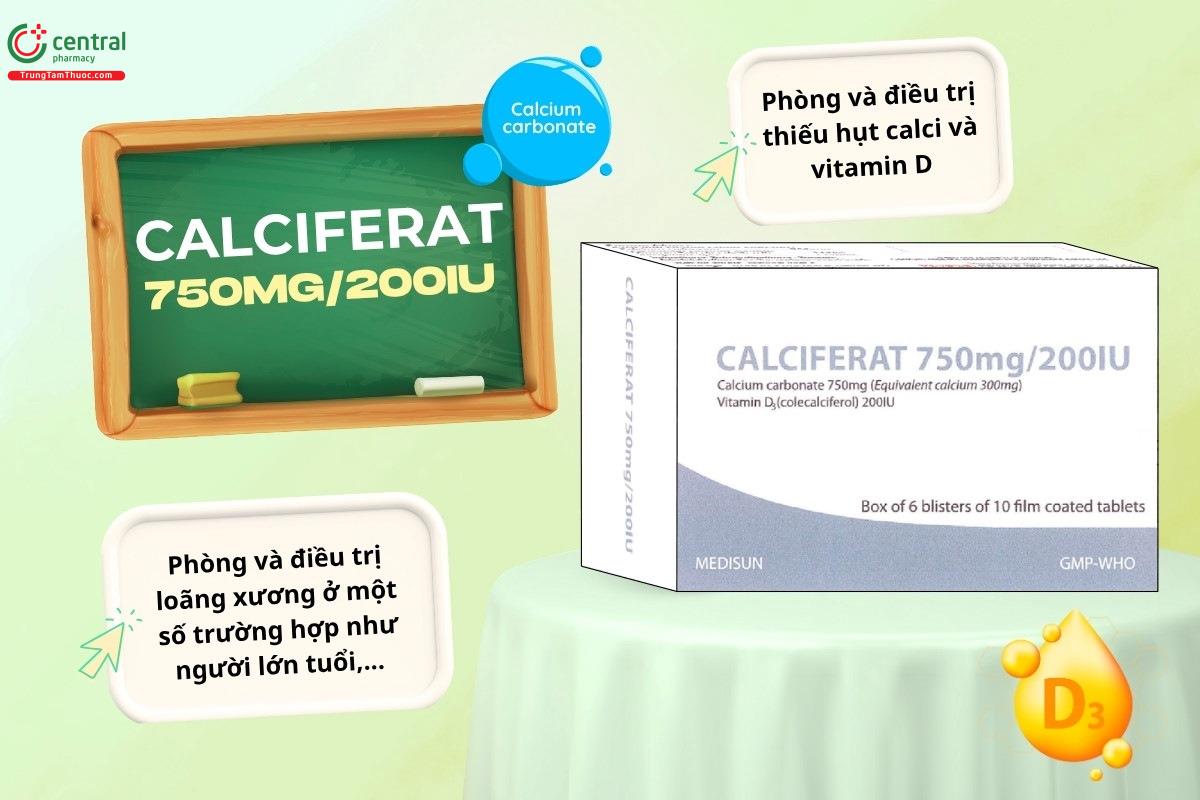 Chỉ định của thuốc Calciferat 750mg/200IU