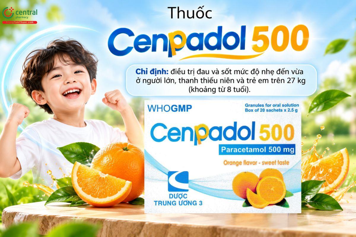 Thuốc Cenpadol 500 điều trị đau nhẹ đến vừa, giúp giảm đau và hạ sốt