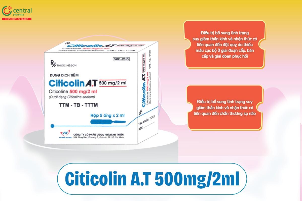 Chỉ định của thuốc Citicolin A.T 500mg/2ml