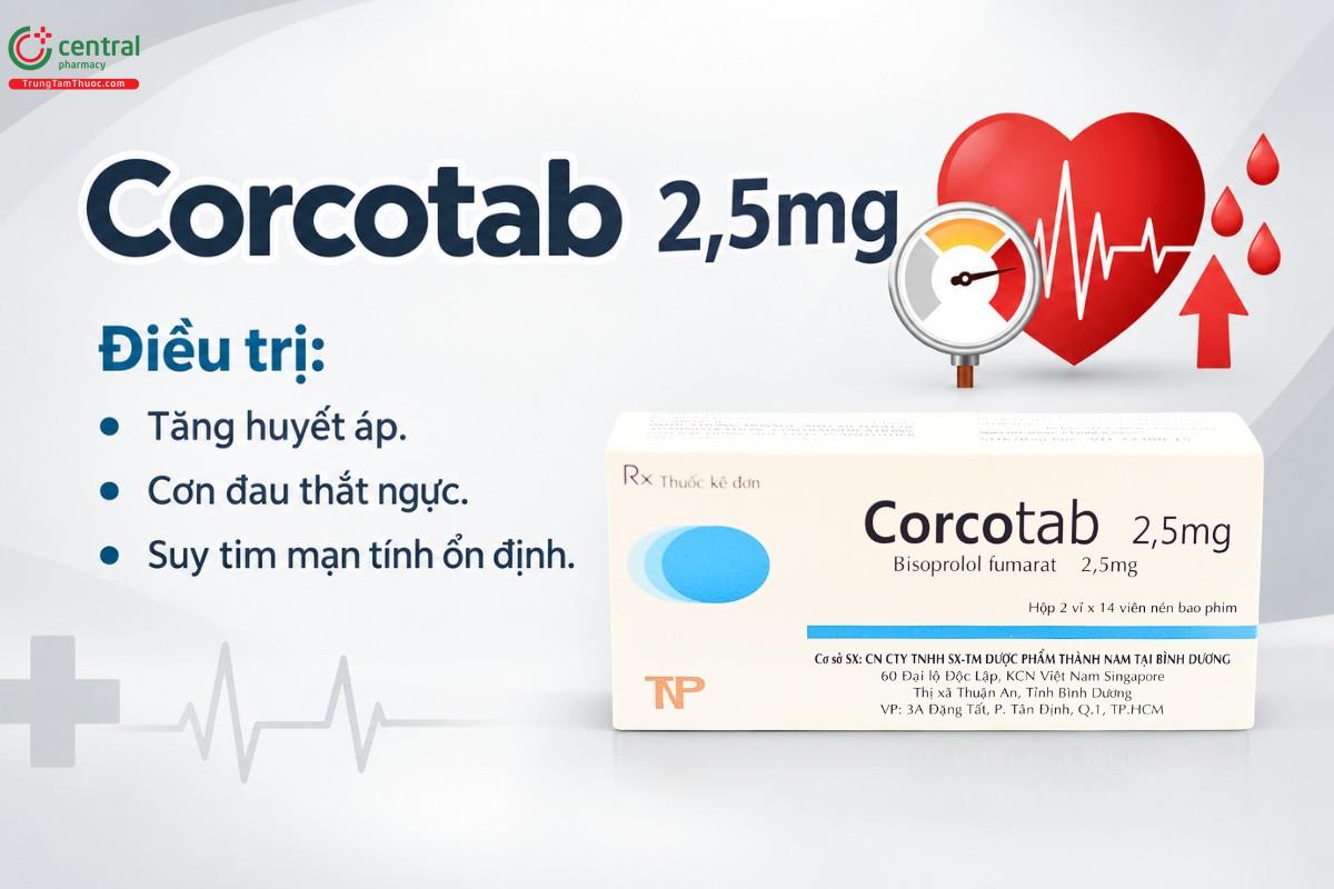 Chỉ định của thuốc Corcotab 2,5mg