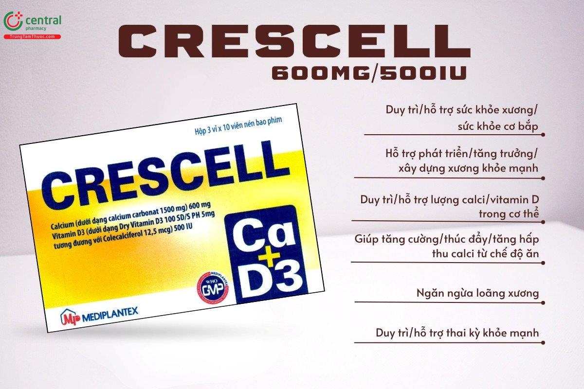 Tác dụng của thuốc Crescell 600mg/500IU