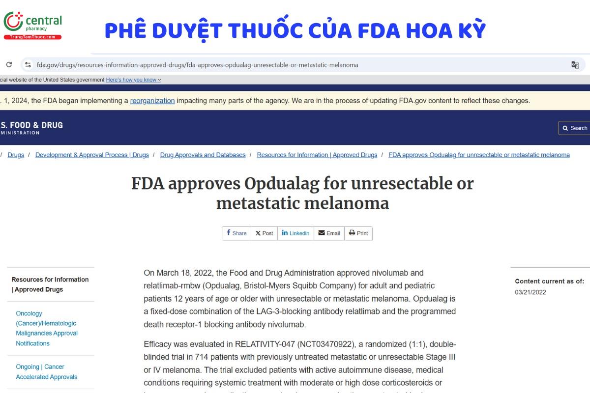 Phê duyệt của FDA HOA KỲ