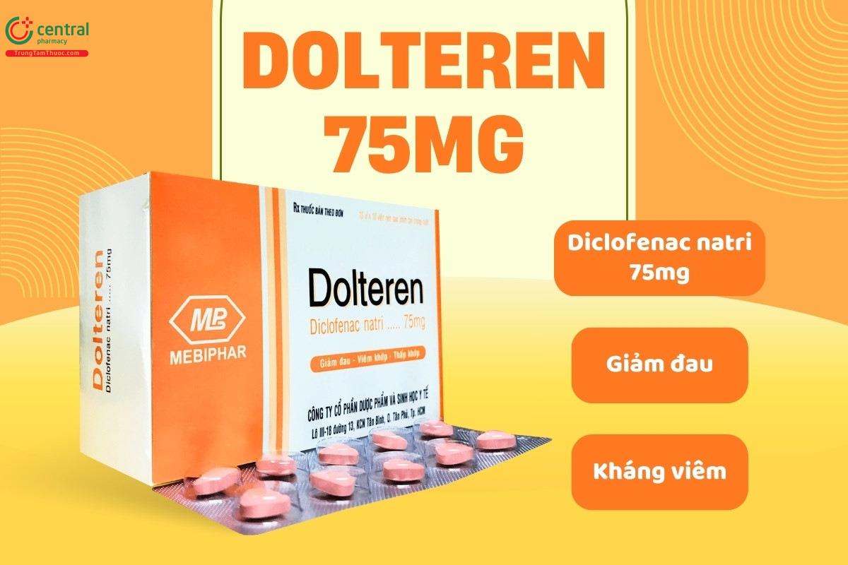 Thuốc Dolteren 75mg chứa thành phần Diclofenac natri hàm lượng 75mg