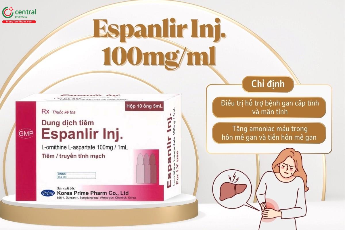 Chỉ định của thuốc Espanlir Inj. 100mg/ml