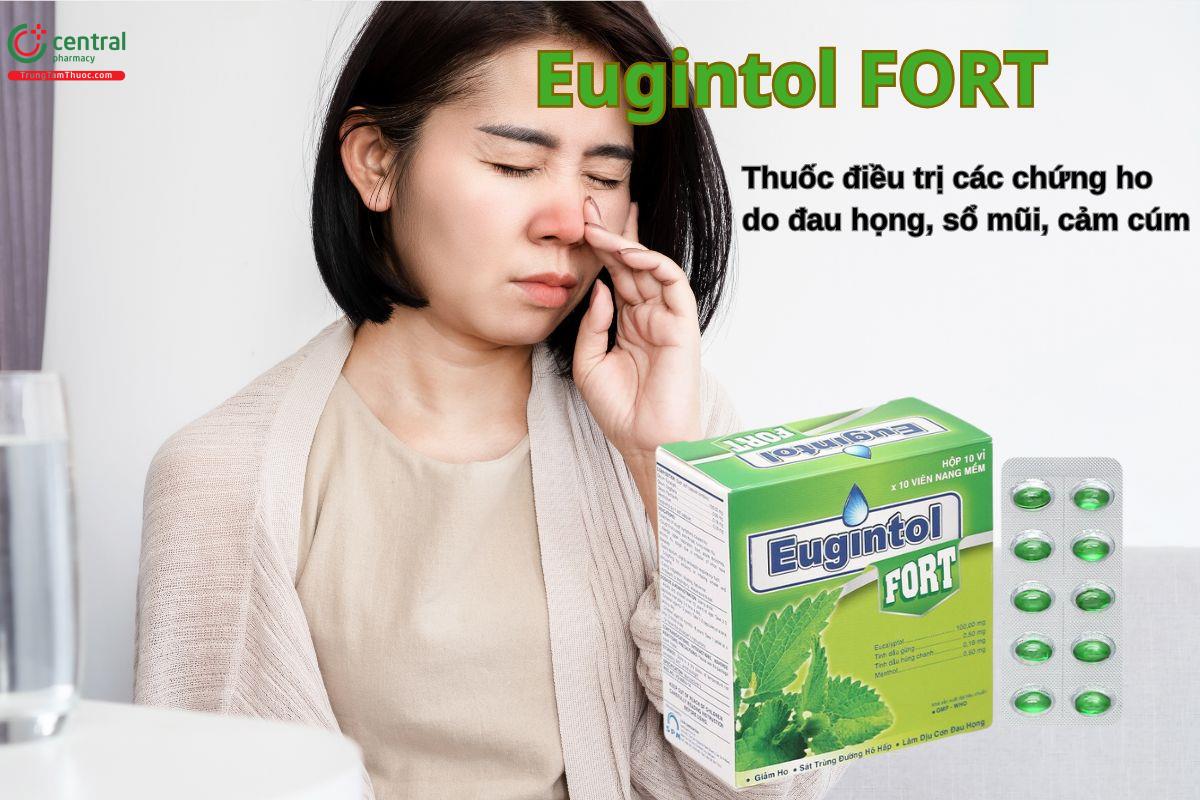 Thuốc Eugintol Fort điều trị ho do cảm lạnh, viêm họng, sổ mũi,...