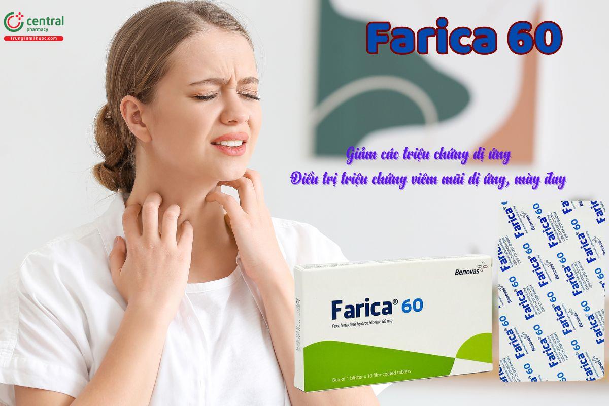 Thuốc Farica 60mg đièu trị viêm mũi dị ứng, mày đay, mẩn ngứa