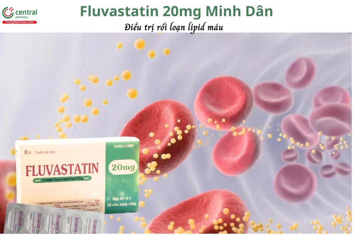 Thuốc Fluvastatin 20mg Minh Dân - Điều trị tăng lipid máu nguyên phát