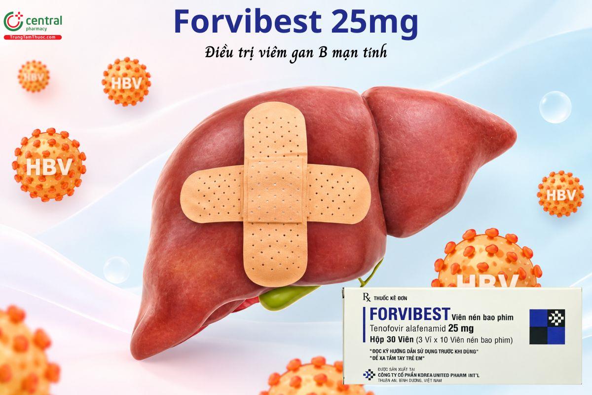 Thuốc Forvibest 25mg - Điều trị triệu chứng viêm gan B mạn tính