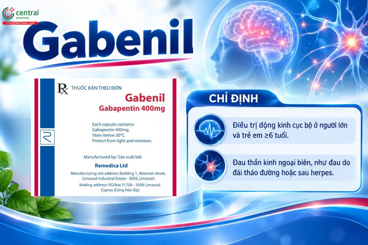 Thuốc Gabenil điều trị động kinh cục bộ và đau thần kinh ngoại biên 