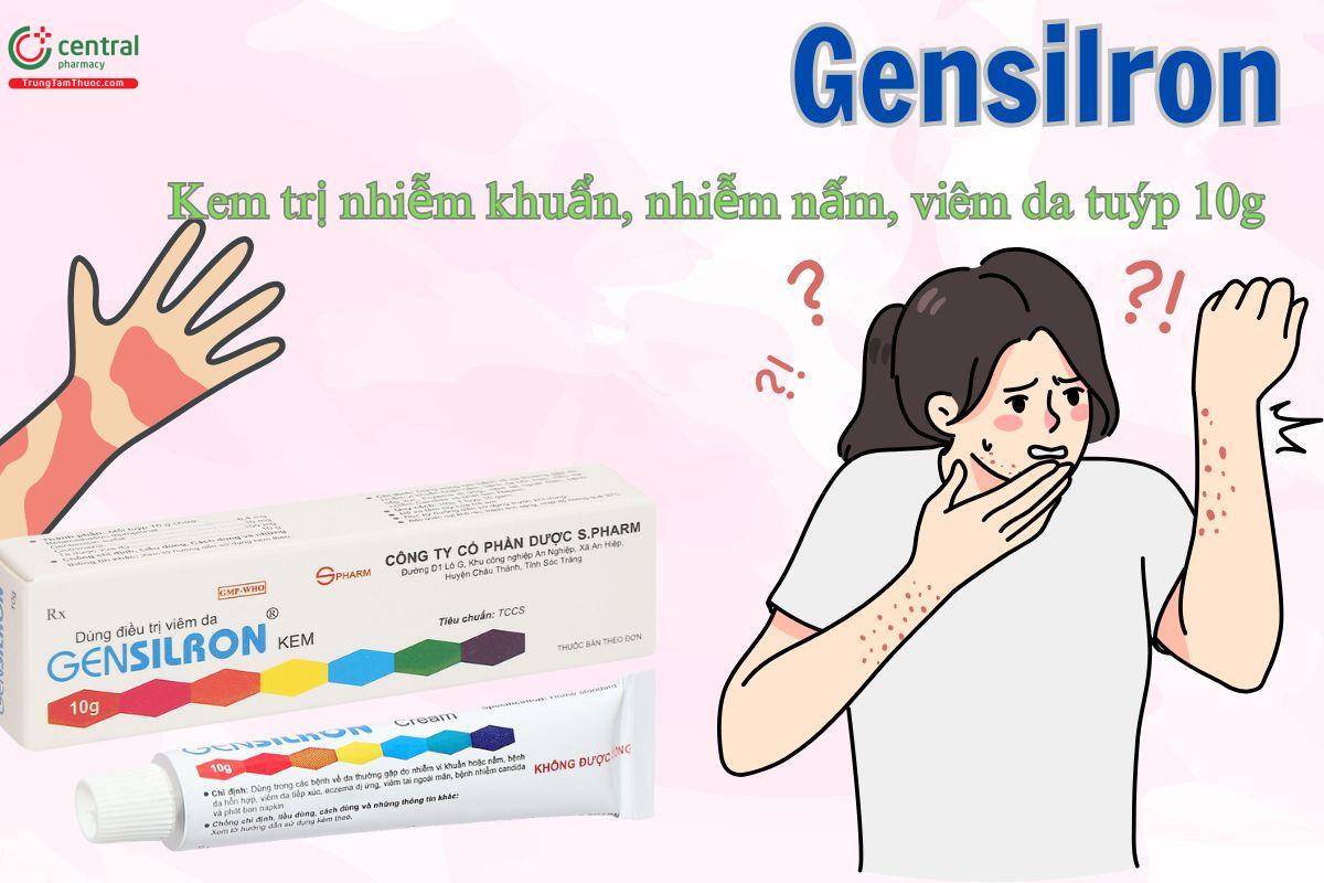 Kem bôi ngoài da Gensilron điều trị trị nhiễm khuẩn, nhiễm nấm, viêm da