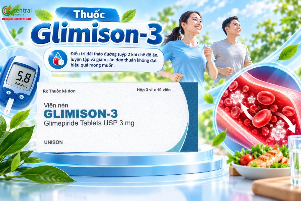 Thuốc Glimison-3 điều trị đái tháo đường tuýp 2 khi thay đổi lối sống không đủ