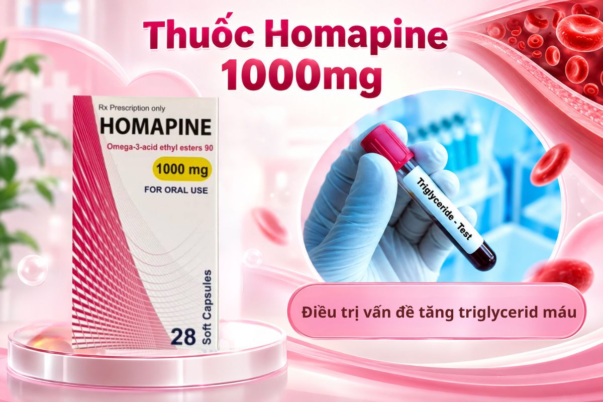 Thuốc Homapine 1000mg điều trị tình trạng tăng nồng độ triglycerid máu