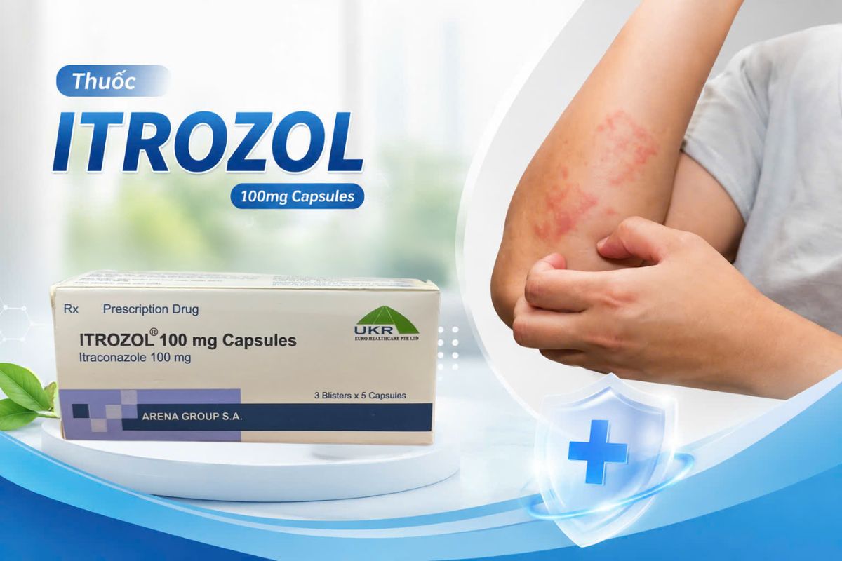 Thuốc Itrozol 100mg Capsules điều trị các bệnh nấm da, nấm móng, Candida, và các loại nấm nội tạng