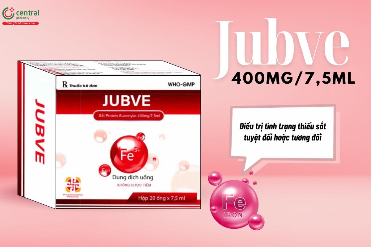 Thuốc Jubve 400mg/7,5ml điều trị tình trạng thiếu sắt tuyệt đối hoặc tương đối