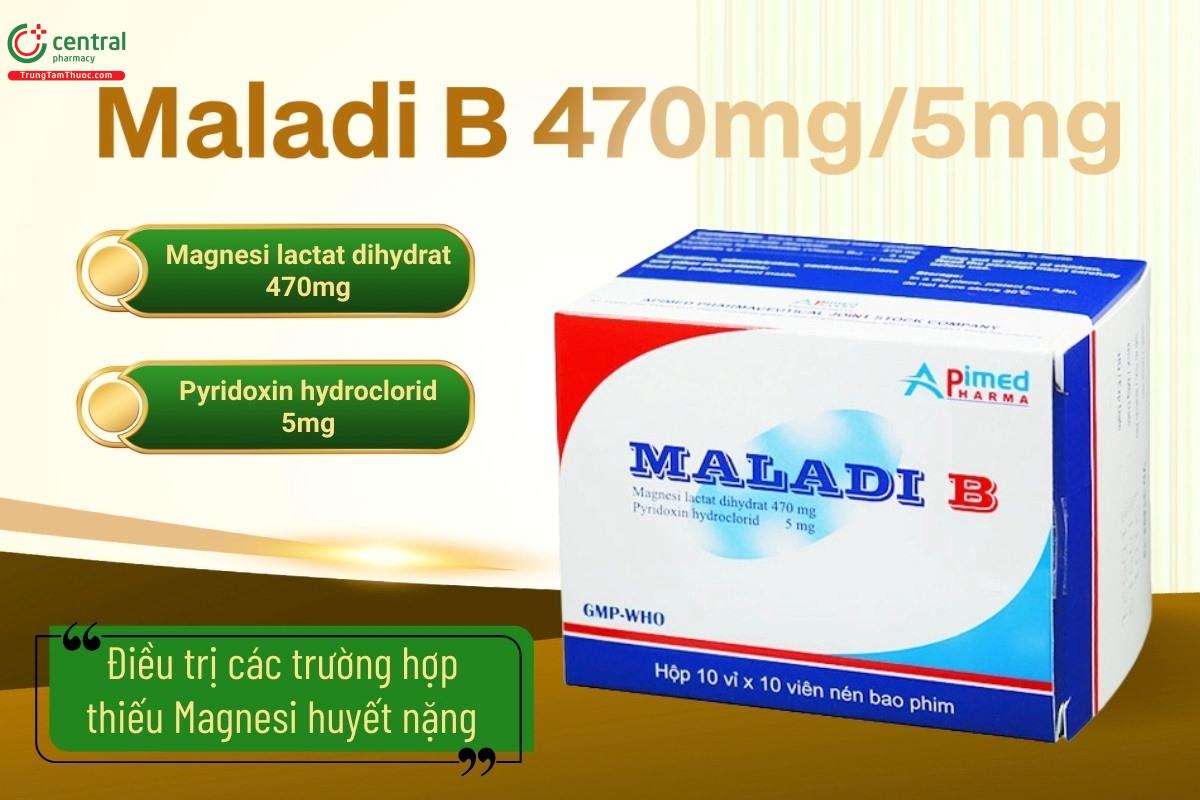 Tác dụng của thuốc Maladi B 470mg/5mg